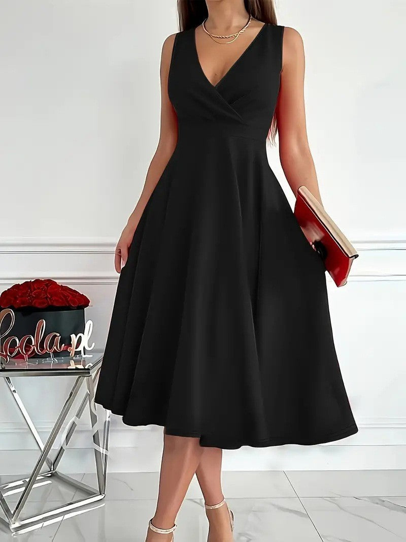 Damen A-Linien-Kleid mit V-Ausschnitt und schmeichelndem Schnitt Drune