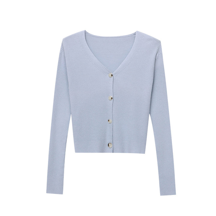 Damen lässiger Cardigan im Rippenstrick-Stil mit zarten Knöpfen Drune