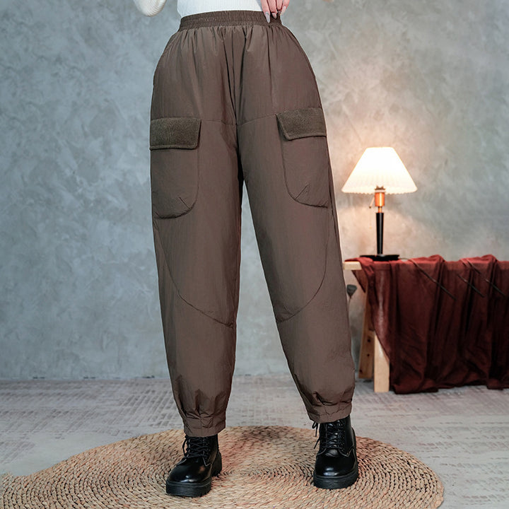 Damen gesteppte Thermo-Cargo-Hose mit elastischem Bund und Saumbündchen Drune