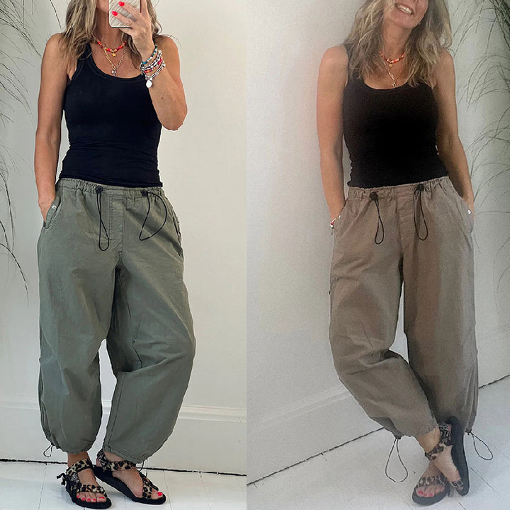 Damen lässige Bundfaltenhose aus atmungsaktivem Material Drune