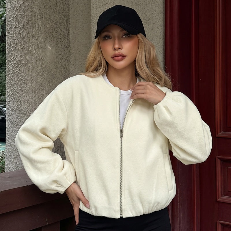 Damen Trendige Bouclé Jacke Drune