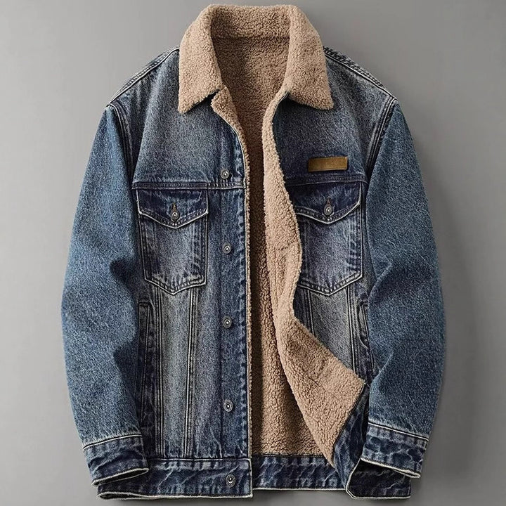 Herren Lässige Denimjacke mit Fleecefutter Drune 1788342512