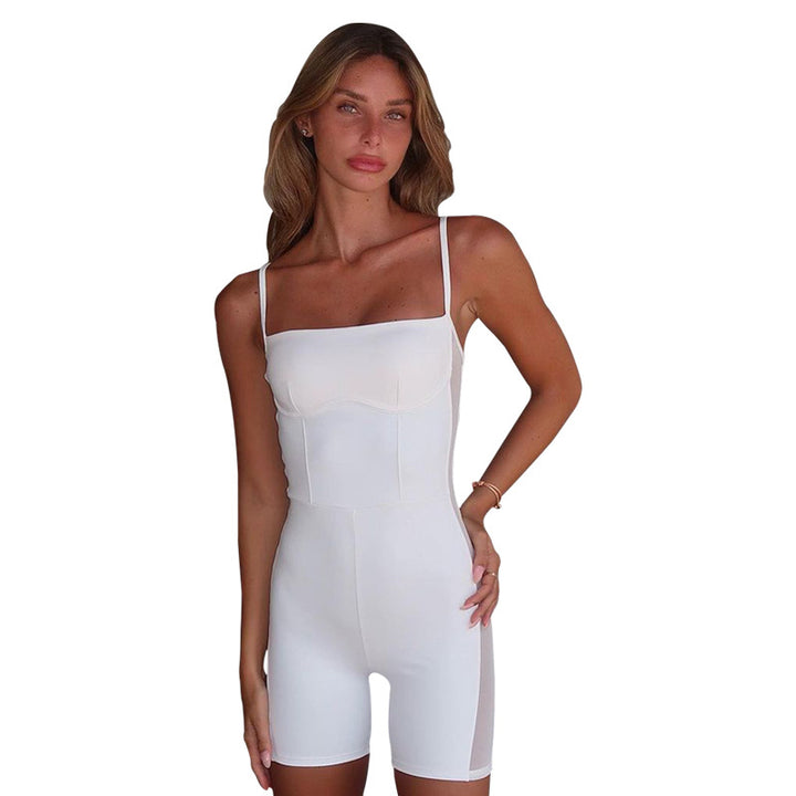 Damen figurbetontes Kurzoverall mit Spaghetti-Trägern und seitlichen Cut-Outs Drune