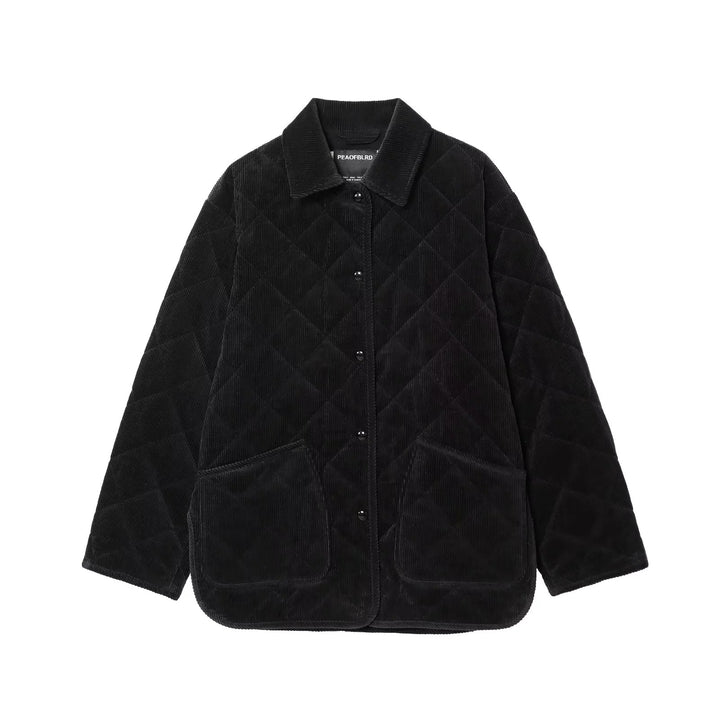 Damen nan gesteppte Cordjacke im Oversize Look mit Hemdkragen und Druckknopfleiste Drune