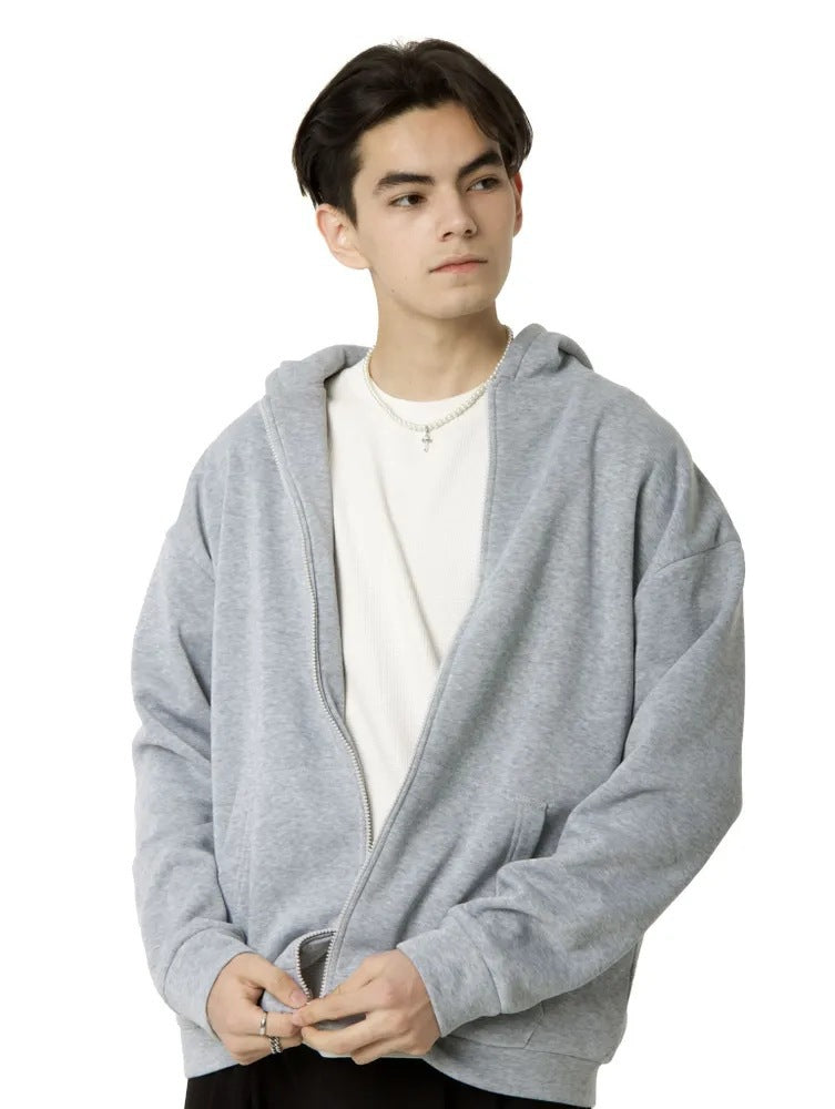 Herren nan minimalistischer Zip-Hoodie mit cleanem Oversize-Schnitt und weichem French-Terry-Futter Drune