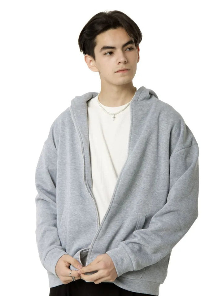 Herren nan minimalistischer Zip-Hoodie mit cleanem Oversize-Schnitt und weichem French-Terry-Futter Drune