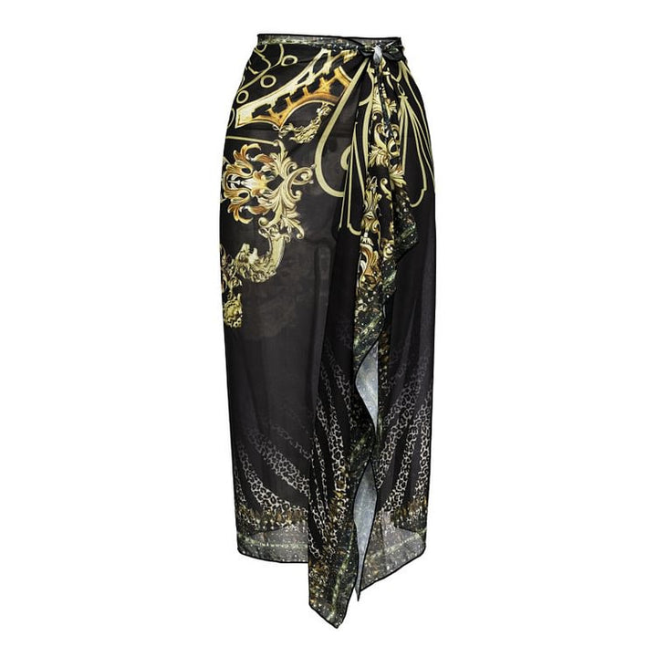 Damen Einteiler Badeanzug mit elegantem Design und passendem Wickeltuch Drune