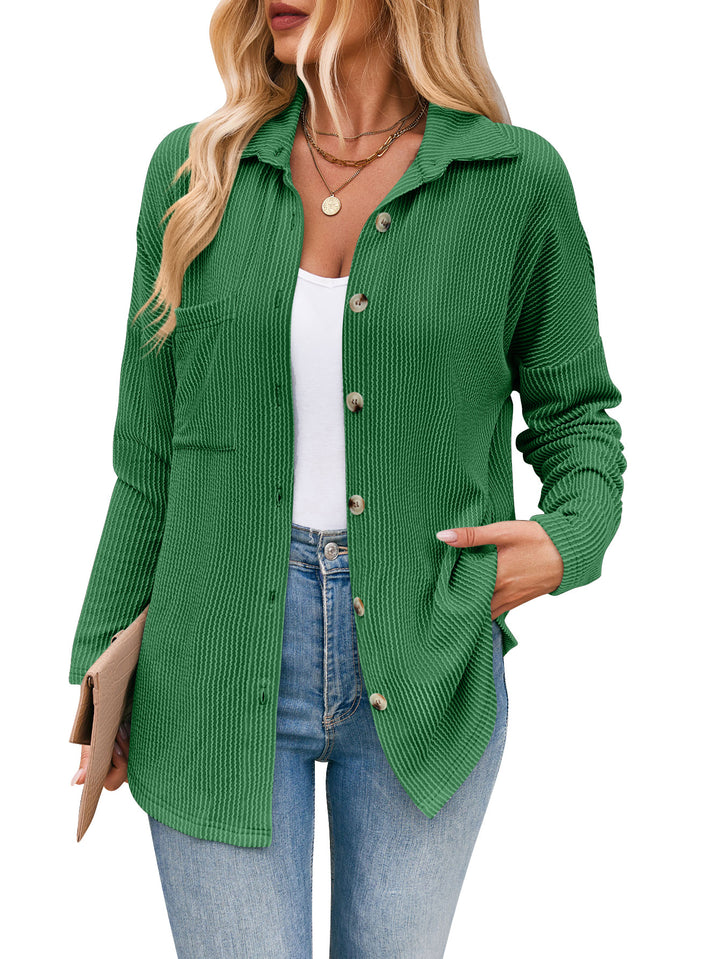Damen lässige Strickjacke mit Knopfleiste Drune