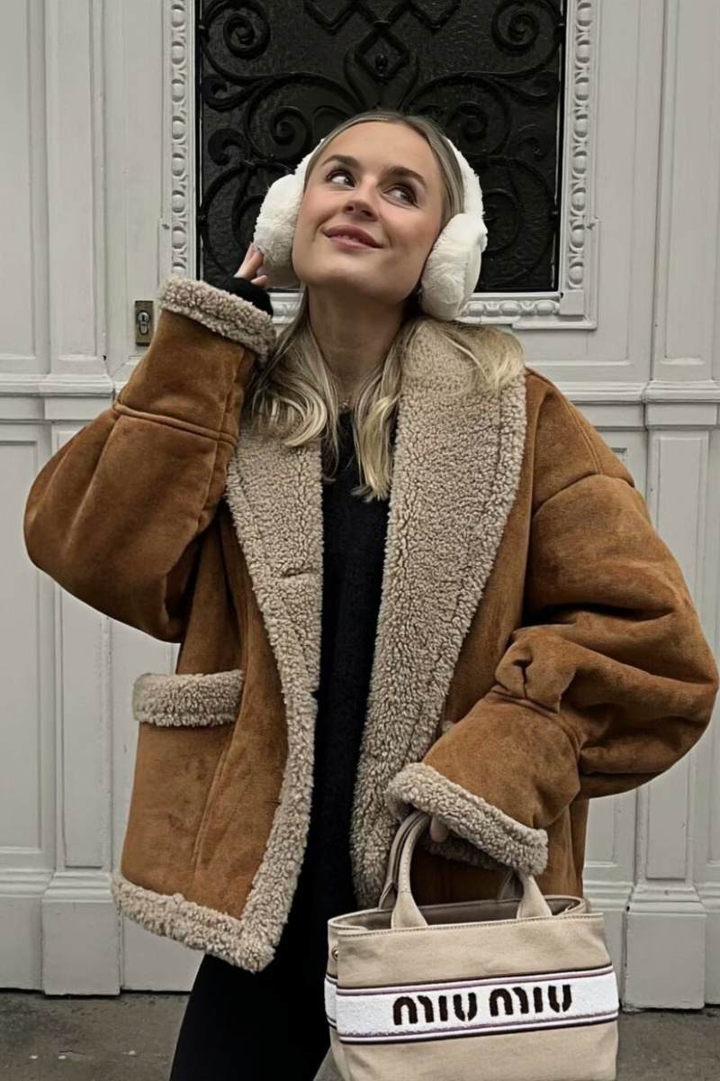Drune | Weiche Teddyjacke Lammfell-elemente Modern und Bequem