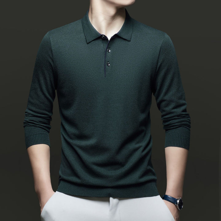 Herren Langarm-Polohemd mit strukturiertem Design und eleganter Passform Drune