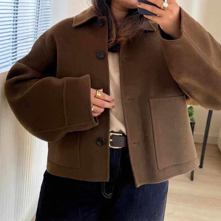 Damen Kurzes Wollmix-Sakko mit kastiger Silhouette und überlangen Ärmeln Drune