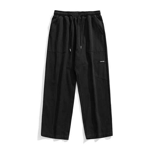 Unisex Weite Relaxed-Freizeithose mit elastischem Bund, Tunnelzug und aufgesetzten Taschen Drune