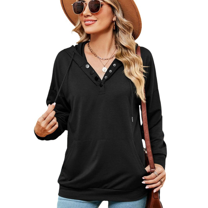 Damen Kapuzenpullover mit modischen Knopfdetails Drune