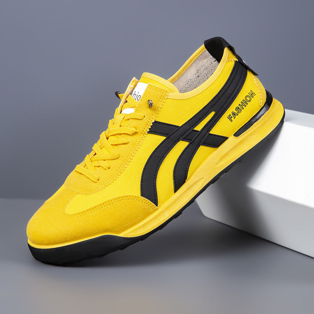 Herren Retro-leichte Low-Top Sneaker mit Canvas-Obermaterial und Wildleder-Overlays Drune