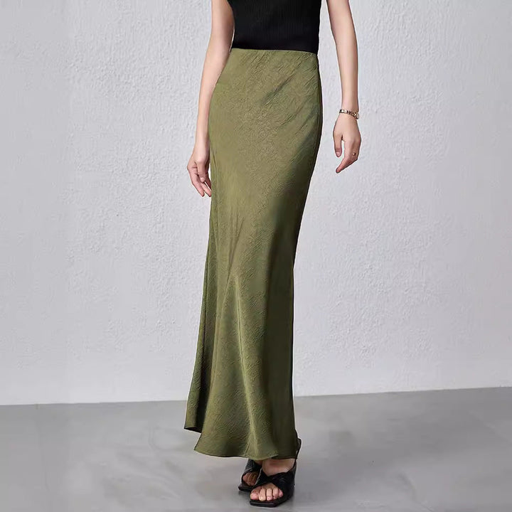 Damen Eleganter Maxirock aus satinierter Viskose Drune