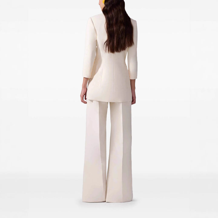 Damen Longblazer-Mantel im Tailoring mit rundem Ausschnitt und verdeckter Knopfleiste Drune
