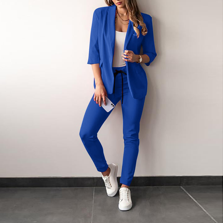 Damen nan zweiteiliges Blazer-Jogger-Set mit tailliertem Blazer und elastischer Bundhose Drune