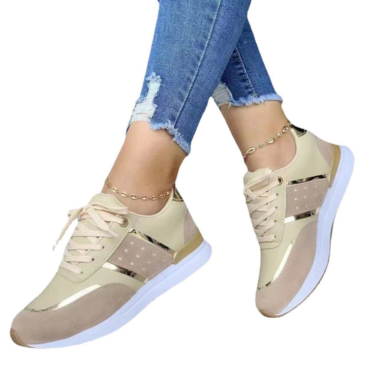 Damen Trendige Plateau-Sneaker mit Metallic-Akzenten und gepolsterter Komfortsohle Drune