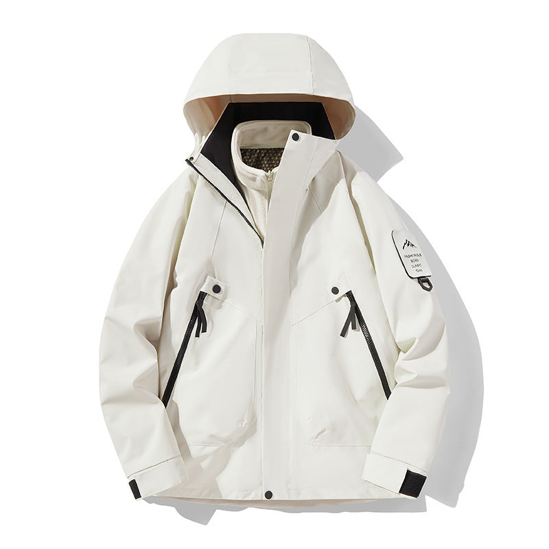 Unisex Wasserdichte, atmungsaktive Hardshell-Outdoorjacke mit Kapuze Drune
