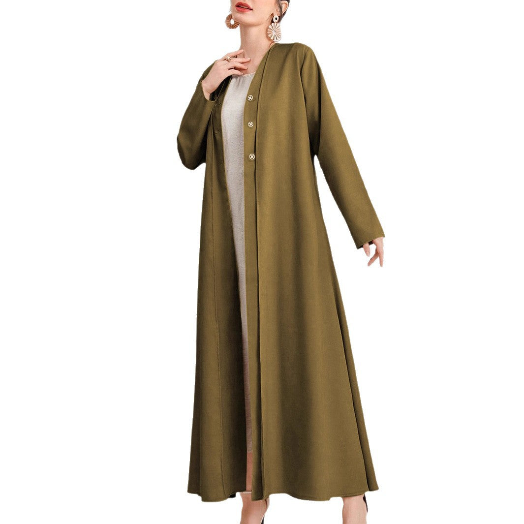 Damen eleganter Kaftan mit durchgehender Knopfleiste Drune