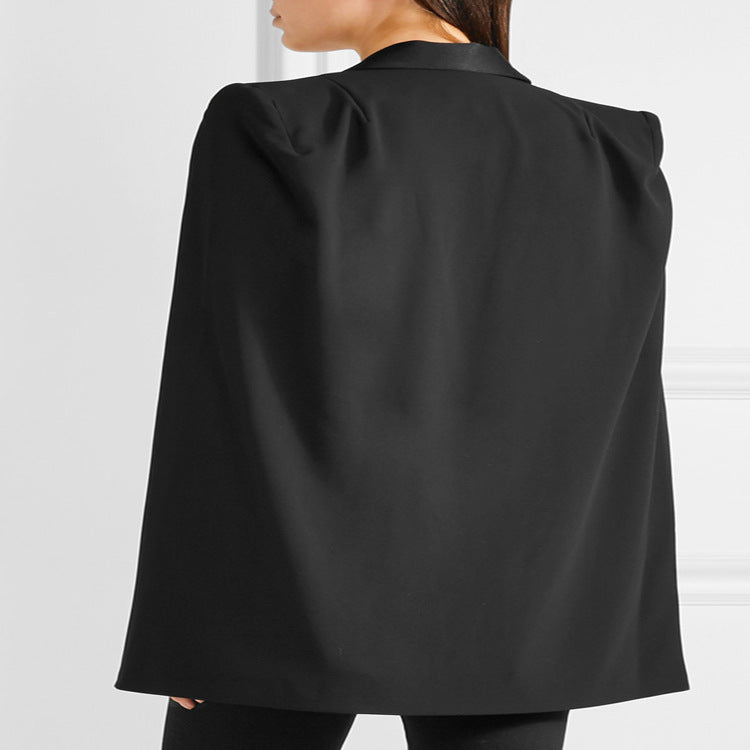 Damen Taillierter Abend-Capeblazer mit Satin-Schalkragen und Cape-Ärmeln Drune