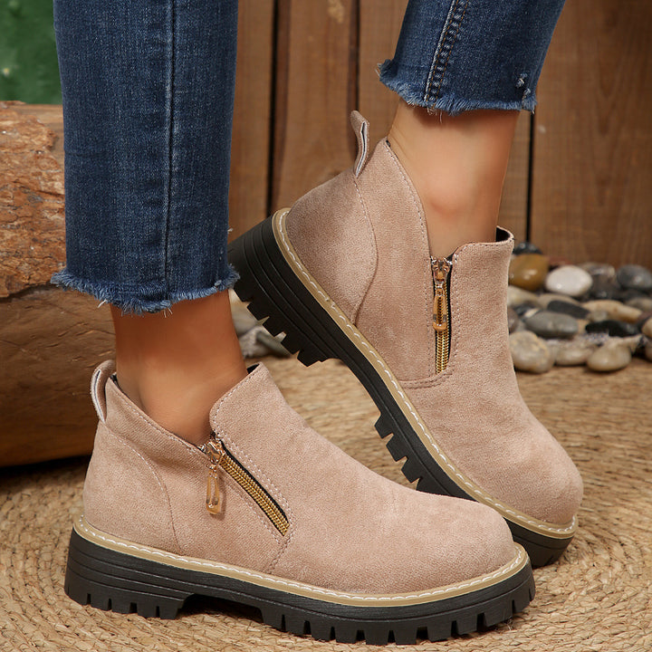 Damen Ankle-Boots mit Profilsohle, seitlichem Reißverschluss und gepolstertem Komfortschaft Drune