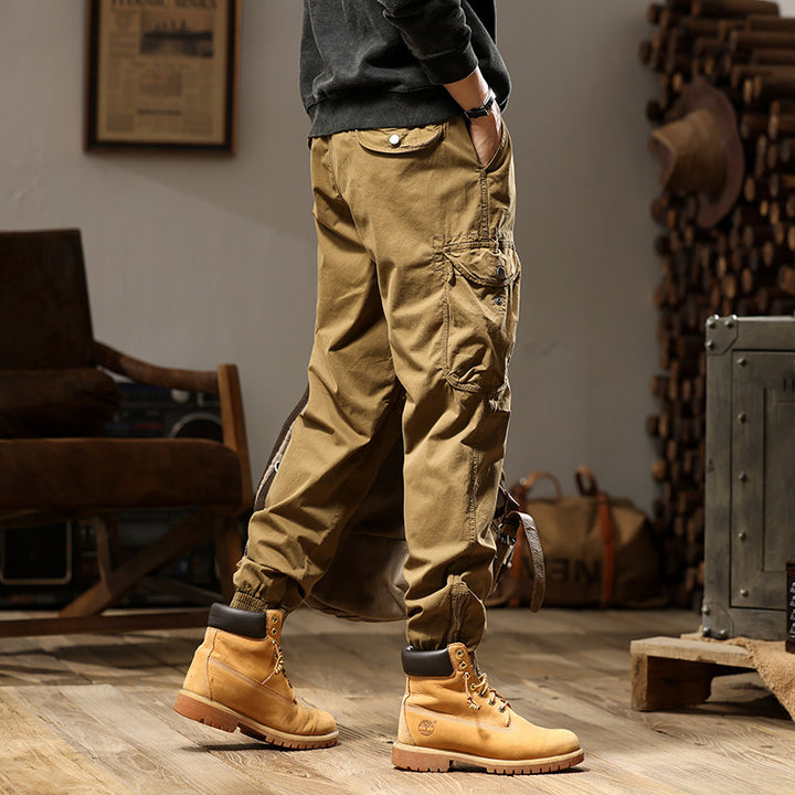 Herren Cargohose im Joggerstil mit elastischem Komfortbund, Multifunktionalen Klapp‑Utility‑Taschen und Knöchelreißverschluss Drune