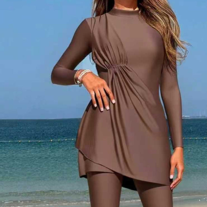 Damen Modischer Sportbadeanzug mit asymmetrischem Rock Drune