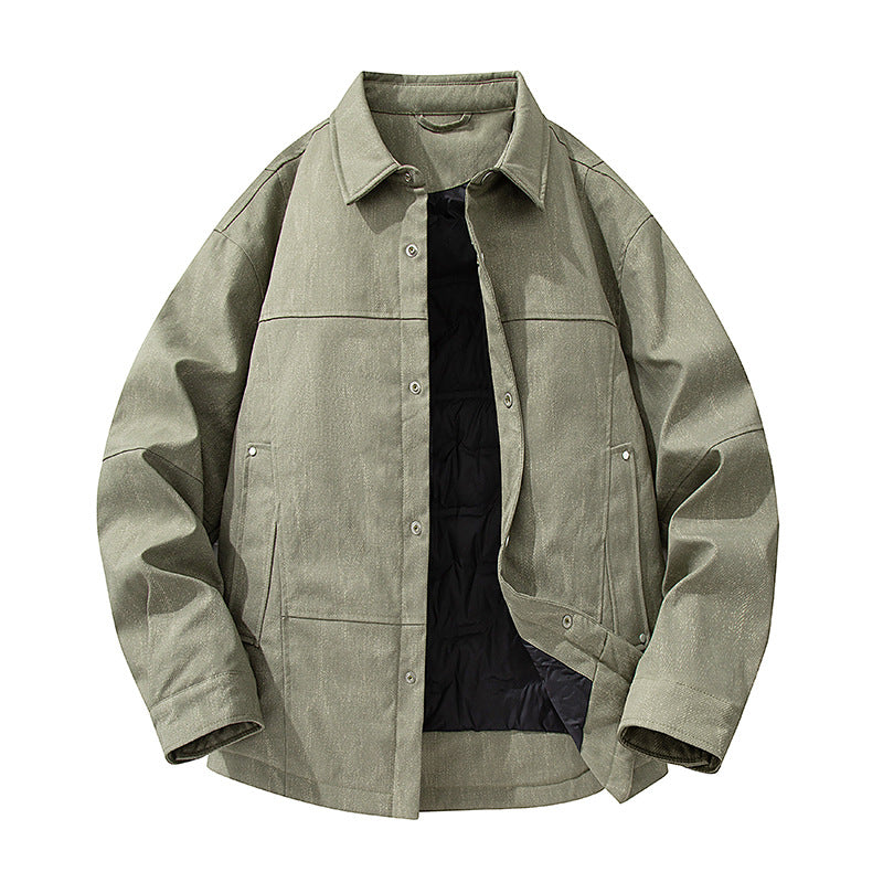 Herren gesteppte, gefütterte Canvas-Utility-Jacke mit Druckknöpfen Drune