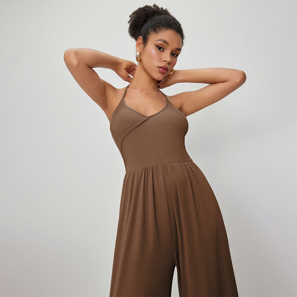 Damen Jumpsuit mit elegantem V-Ausschnitt und lockerem Schnitt Drune