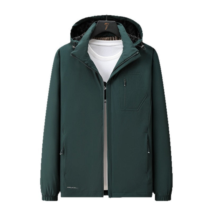 Herren Urban-minimalistische Softshell-Kapuzenjacke mit verdeckten Reißverschlüssen und elastischem Saum Drune