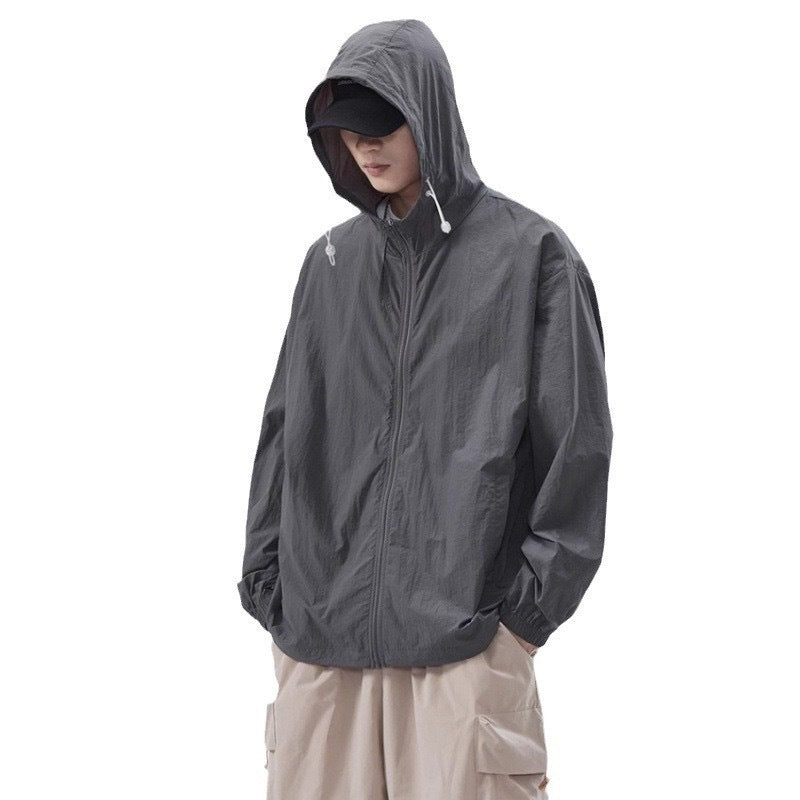 Herren leichte Windjacke mit praktischen Taschen und verstellbarem Kapuzen-Design Drune