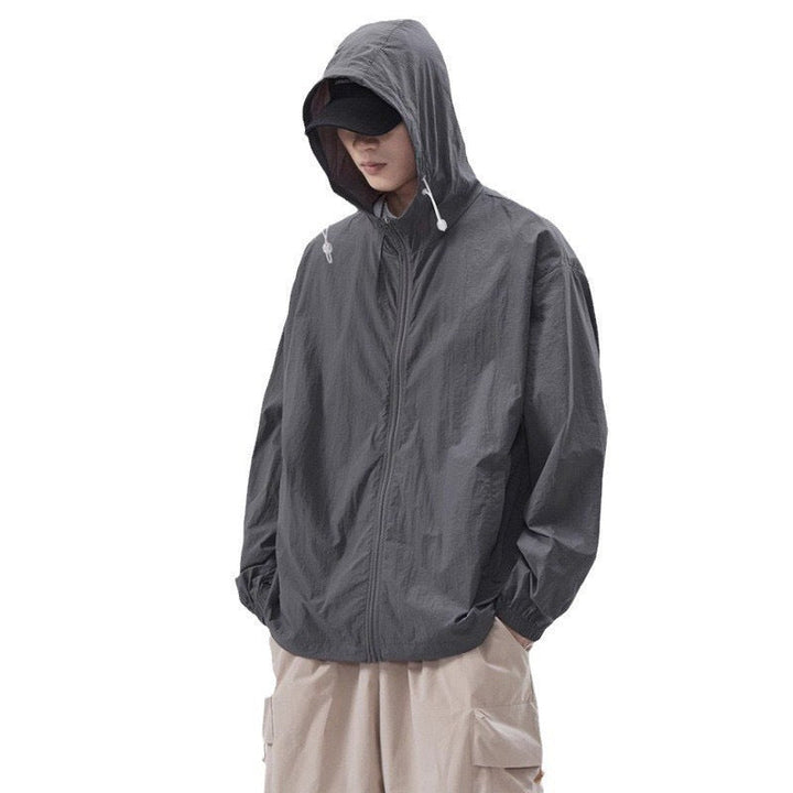 Herren leichte Windjacke mit praktischen Taschen und verstellbarem Kapuzen-Design Drune