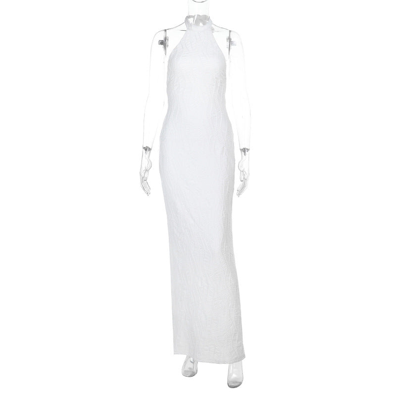 Damen elegantes Maxikleid mit schmalem Schnitt und hochgeschlossenem Design Drune