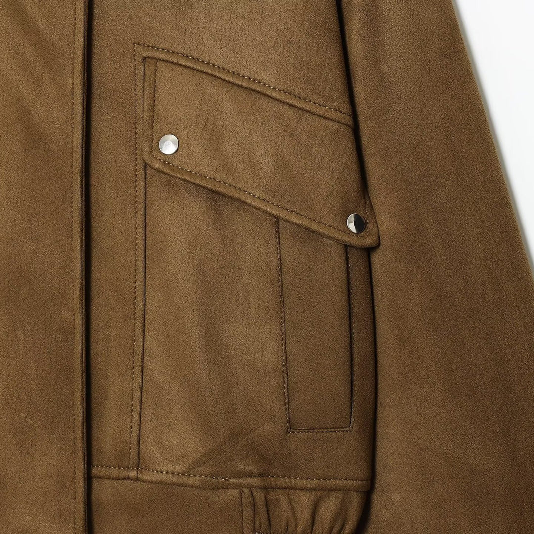 Damen moderne Utility-Jacke mit hochgeschlossenem Kragen und praktischen Taschen Drune