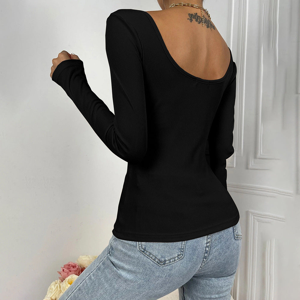 Damen figurbetonter Ripp-Body mit quadratischem Ausschnitt und Drapé-Bustier Drune