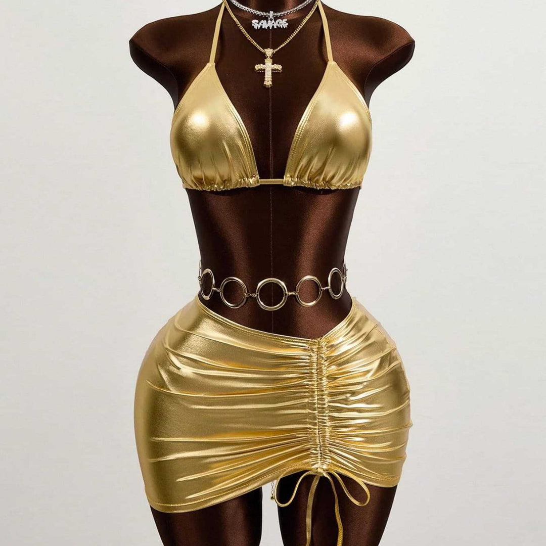 Damen Triangel-Bikini mit verstellbarem Rock Drune