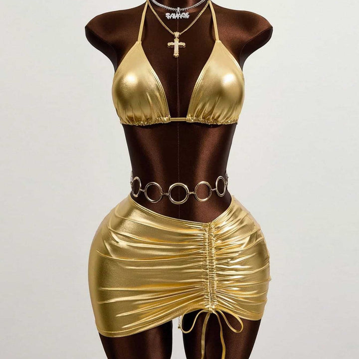 Damen Triangel-Bikini mit verstellbarem Rock Drune