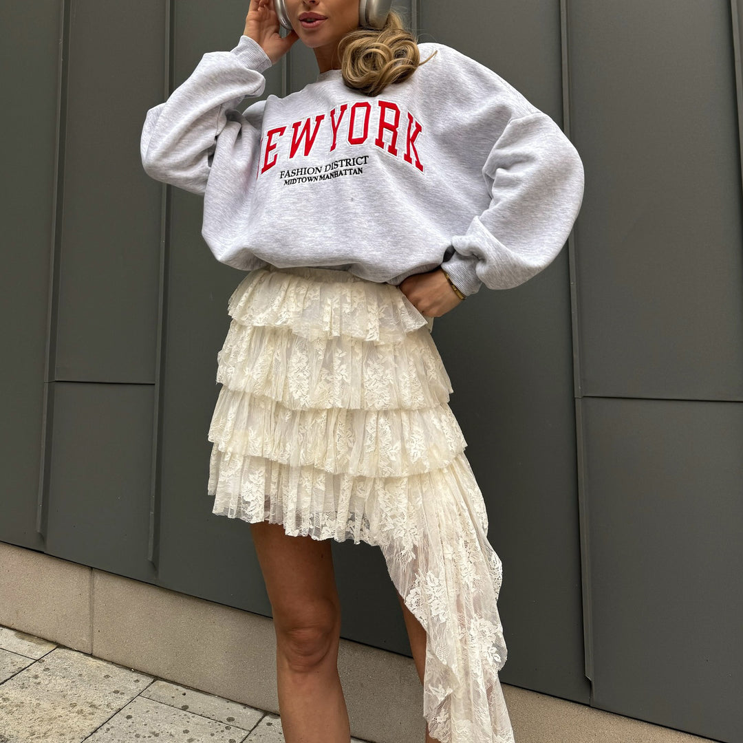 Damen Sweatshirt mit lässigem Schriftzug und komfortabler Passform Drune