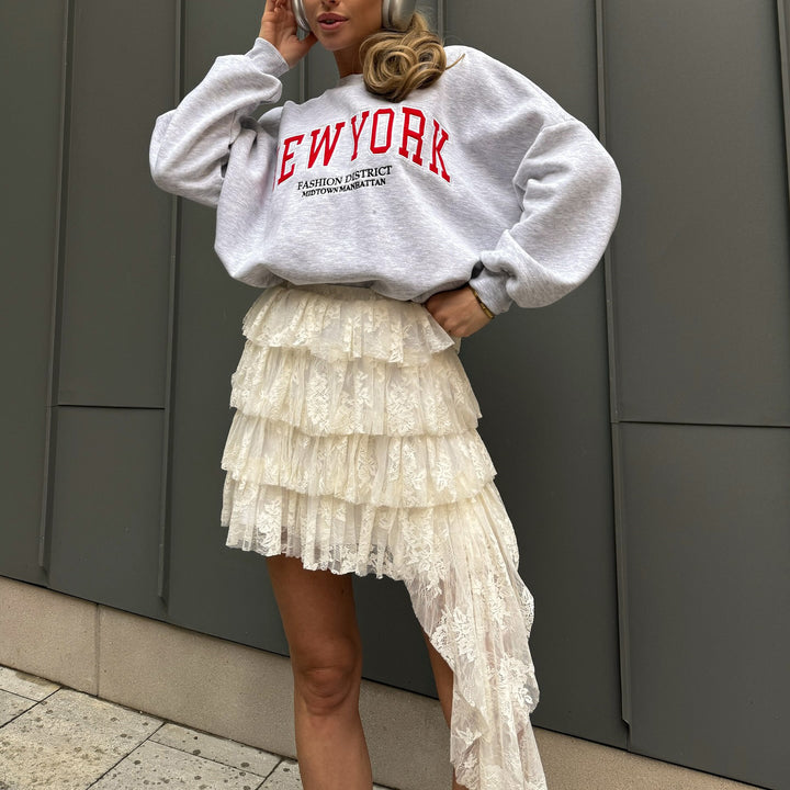 Damen Sweatshirt mit lässigem Schriftzug und komfortabler Passform Drune
