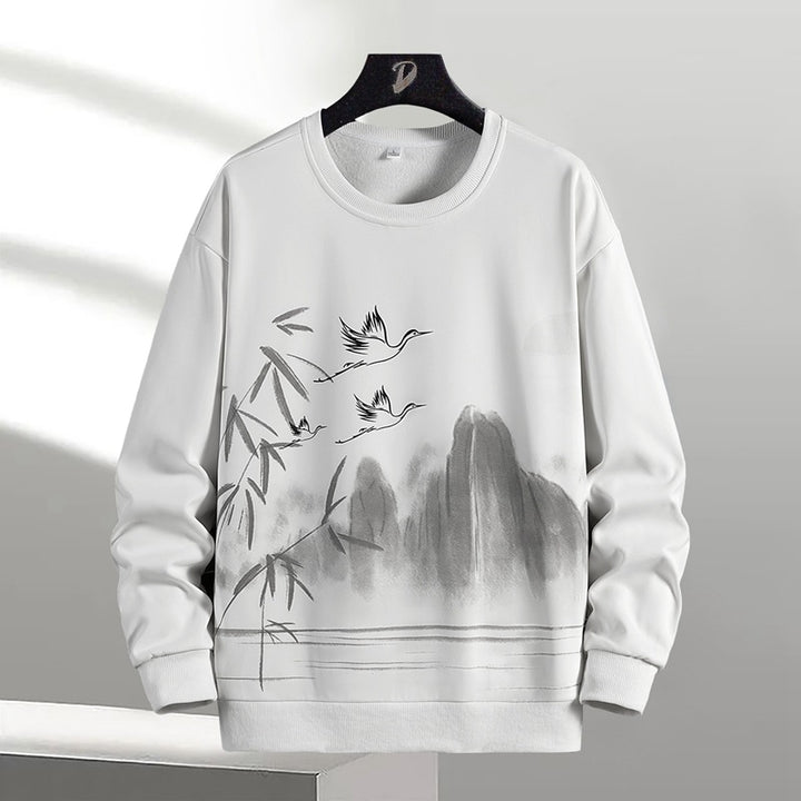 Unisex Oversize‑Sweatshirt mit Pinsel‑Print & geripptem Saum Drune