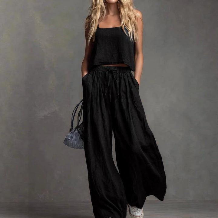 Damen Sommerliches Freizeit-Set mit weitem Oberteil und lässiger Hose Drune