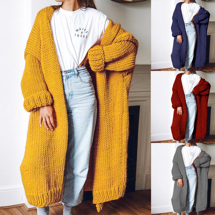 Damen Langärmeliger Grobstrick Cardigan Drune