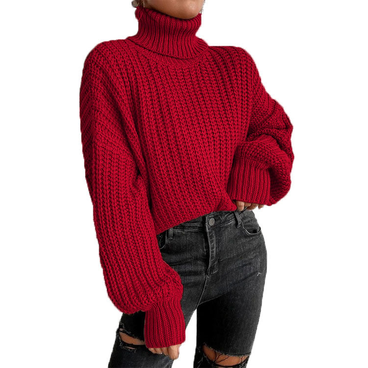 Damen kuscheliger Rollkragenpullover mit strukturiertem Strickmuster Drune
