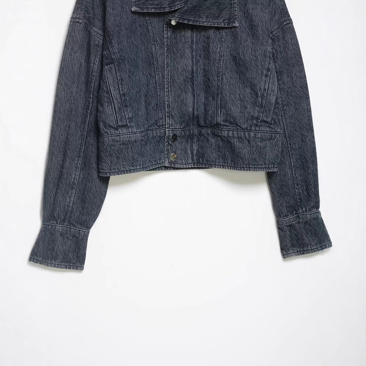 Damen Kurz geschnittene Oversize-Jeansjacke mit weitem Schalkragen Drune
