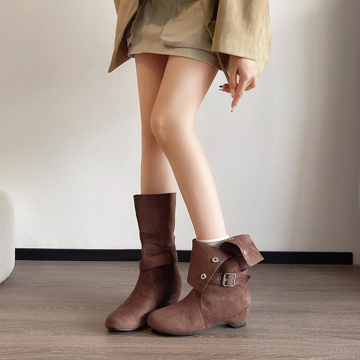 Damen Elegante Stiefeletten mit modischer Schnalle Drune