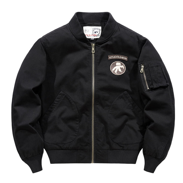 Herren  Baumwoll-Twill Aviator-Stil Bomberjacke mit geschwungenen Handtaschen Drune