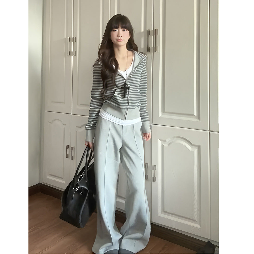 Damen elegante und bequeme Strickjacke mit Reißverschluss Drune