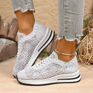Damen  gestrickte Slip-On Plateau-Sneaker mit atmungsaktivem Obermaterial und gepolstertem Komfortfußbett Drune
