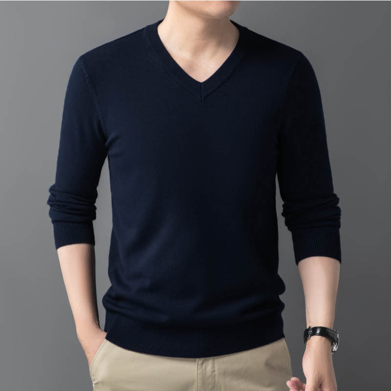 Herren Feiner V‑Ausschnitt Feinstrickpullover in schlanker Passform Drune